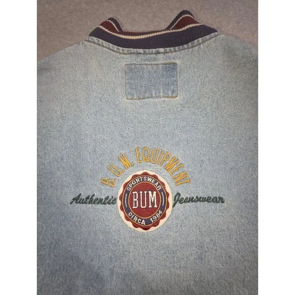 Vintage Bum Equipment Jacket Men's Varsity Bomber Denim Letterman Size L